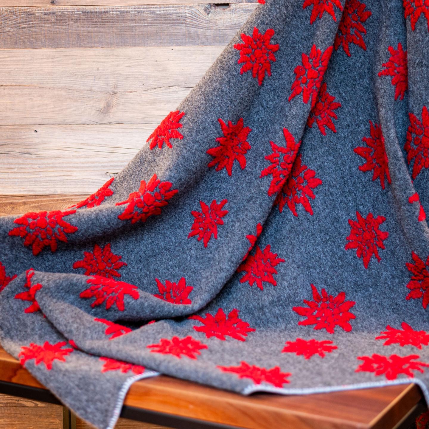 COPERTA STELLA ALPINA Grigio e rosso