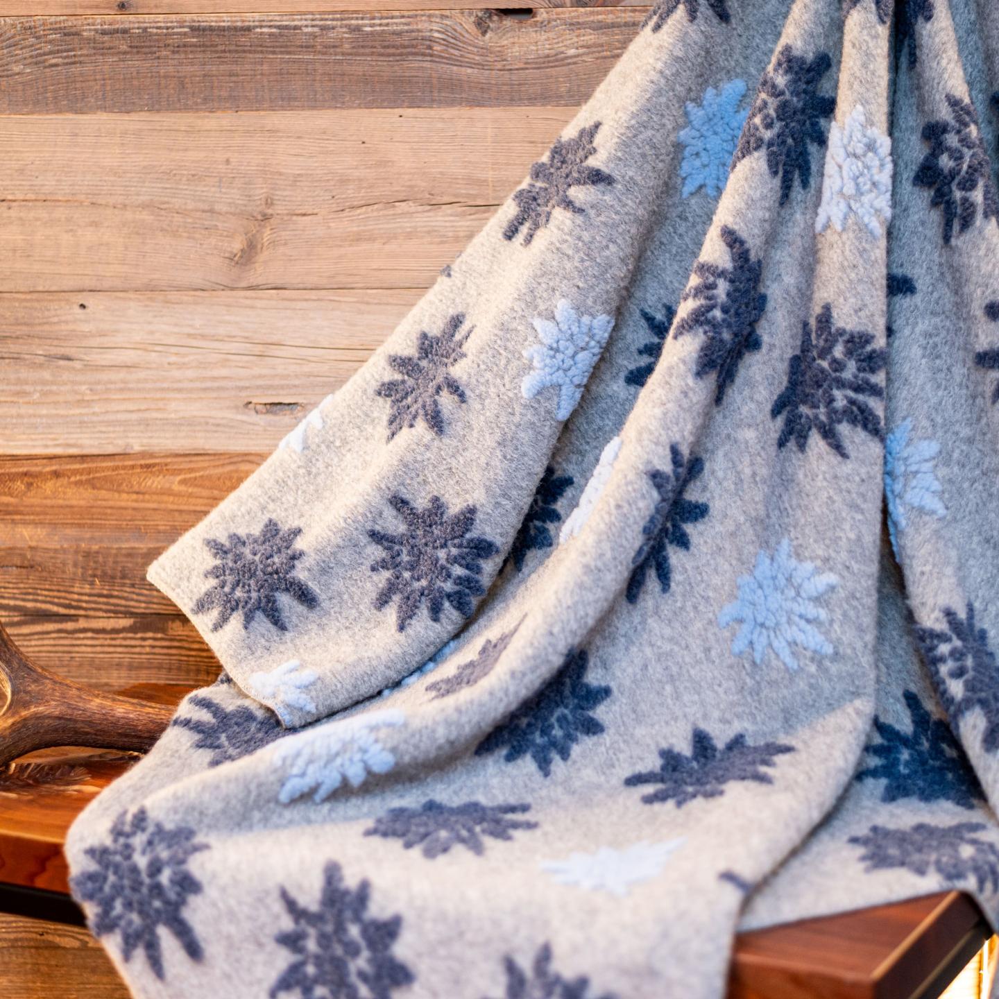 COPERTA STELLA ALPINA Grigio e azzurro