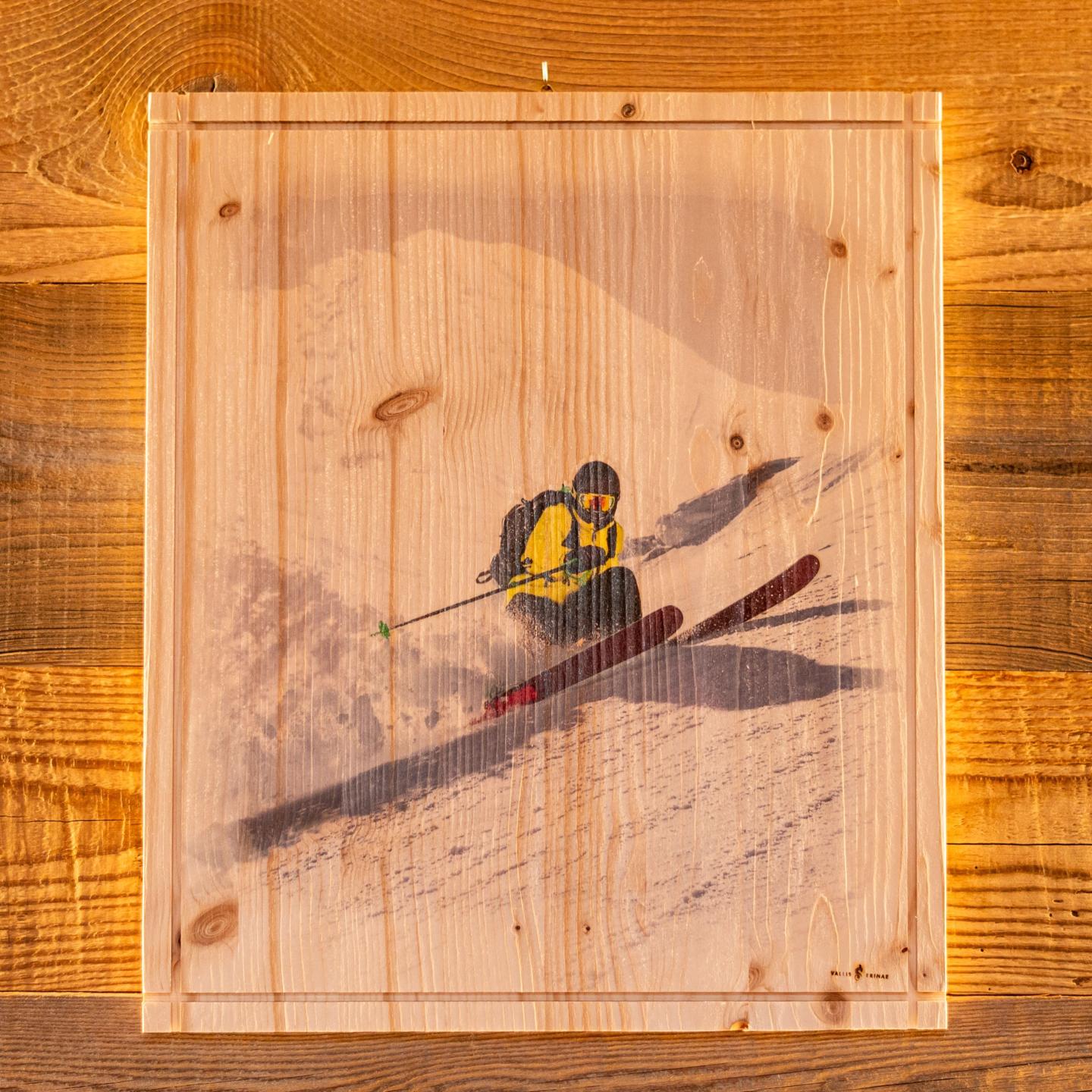 QUADRI IN LEGNO GRANDI CON STAMPA Sciatore Orizzontale